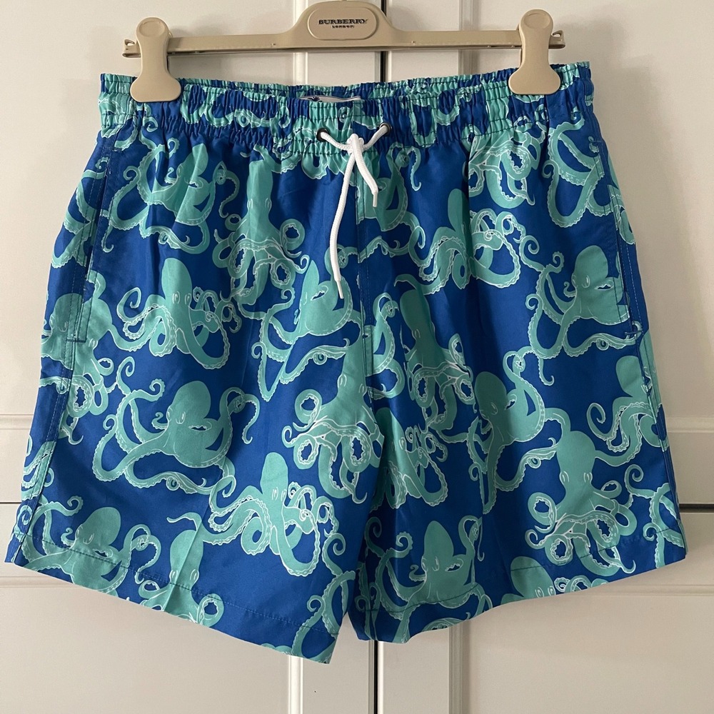 Trunks Surf & Swim Co Mens Blue Teal Octopus Print Swim Trunks Size Large